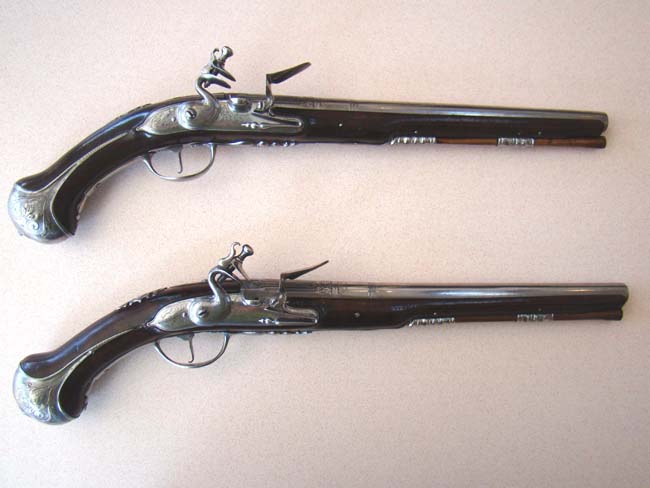 A large and impressive pair of French Holster pistols circa 1685